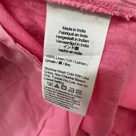 NWT J. Crew Ingrid Pants Linen Cropped Wide Leg | Pink Azalea | SZ 10 - Picture 9 of 9